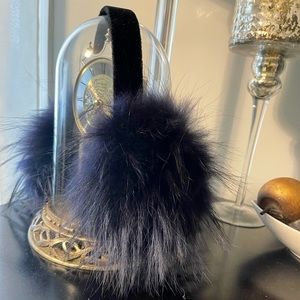 Genuine Fur Ear Muffs - violet /blue never worn NWOT